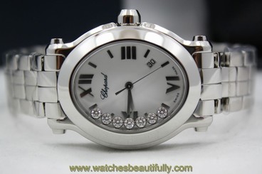NEW STYLE CHOPARD HAPPY SPORT OVAL STAINLESS STEEL DIAMOND WATCH REF:278546-3003 845960059909