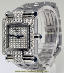 Chopard Imperiale Ladies 18k White Gold Diamond & Sapphire Watch 38/3448-23