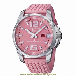 CHOPARD WOMEN'S MILLE MIGLIA 44MM PINK RUBBER BAND AUTOMATIC WATCH 168997-3024