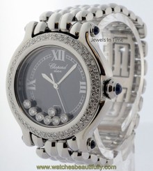 Chopard Happy Sport Ladies Steel Diamond & Sapphire Quartz Watch 8236