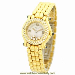 CHOPARD 18K Yellow Gold Happy Sport Factory Diamonds 27/6150 23 Retail $26,900 717449268457