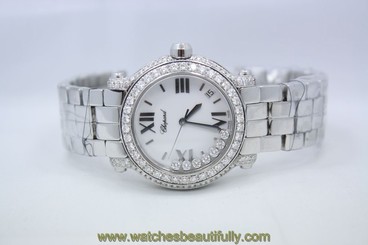 CHOPARD HAPPY SPORT ll ROUND STAINLESS DIAMOND ENCRUSTED WATCH REF:278477-3001 845960017312