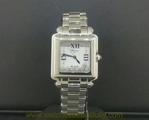 Chopard Happy Sport Square Midsize 27mm Steel 7 Floating Diamonds Ref 8325