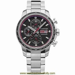 CHOPARD MEN'S STEEL BRACELET & CASE AUTOMATIC BLACK DIAL WATCH 158571-3001