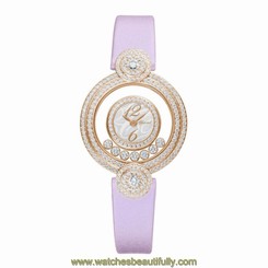 CHOPARD WOMEN'S HAPPY DIAMONDS ICONS 29.4MM PINK QUARTZ WATCH 209341-5001
