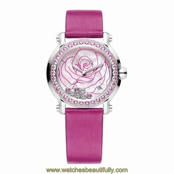 CHOPARD WOMEN'S HAPPY SPORT 36MM PINK SATIN BAND QUARTZ WATCH 278475-3030