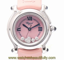 Pre-Owned CHOPARD Happy Sport Heart Diamond 27 / 8245-23 Ladies Pink Shell Qz,MD