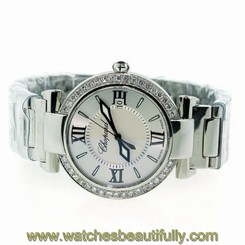 2.50 CT DIAMOND CHOPARD IMPERIALE STEEL 36MM AMETHYST QUARTZ LADIES WATCH