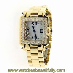 2.00 CT DIAMOND CHOPARD HAPPY SPORT SQUARE 18K YELLOW GOLD 7 FLOATING STONES 7612456621017