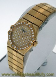 Chopard St. Moritz 18k Yellow Gold Diamond $20,700.00 ladies 24mm watch.