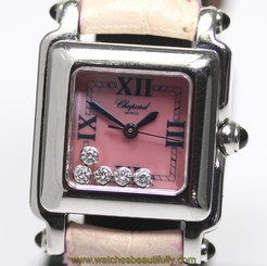 Pre-owned CHOPARD 27 / 8892-23 5P Diamond Pink Shell Dial Ladies Wristwatch, PD