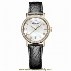 CHOPARD WOMEN'S CLASSIC 33.5MM BLACK LEATHER BAND AUTOMATIC WATCH 134200-5001