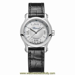 CHOPARD WOMEN'S HAPPY SPORT 30MM LEATHER BAND AUTOMATIC WATCH 278573-3003