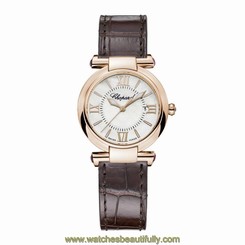 CHOPARD WOMEN'S IMPERIALE 28MM BROWN LEATHER BAND QUARTZ WATCH 384238-5001