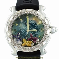 CHOPARD HAPPY SPORT 28/8914/8 FLOATING FISH STAINLESS STEEL QUARTZ WOMENS WATCH