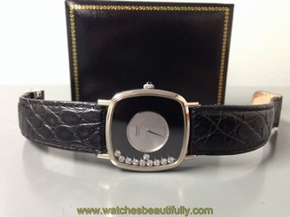 18k WG White Gold LUC- CHOPARD HAPPY 10 DIAMONDS Mechanical Manual Winding 32mm