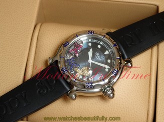 Chopard Happy Fish Stainless Steel 38mm Black Rubber Strap 28/834778-402