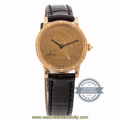 Corum $10 Coin 049.357.56/0081 Quartz 30mm Rose Gold Mens Strap Watch Tang