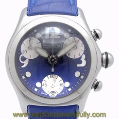 Pre-Owned Corum Bubble Chrono SS / Leather Blue Dial Men's Watch 196.250.20, MR