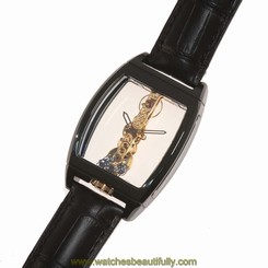 Corum Golden Bridge Women's Black Leather Watch 113.161.15/001 0000R