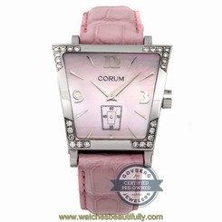 Corum Trapeze 106.405.47/0008 Pink Steel Diamond Quartz Ladies Strap Watch