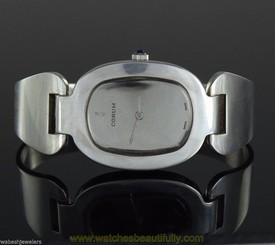 Original Corum Oval Love Bond Silver Sapphire Crown Hand-Winding Watch Unisex
