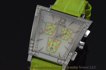 Corum Trapeze Diamond Chronograph Mother of Pearl Dial Watch 196.405.47