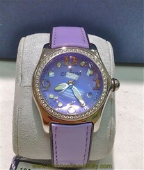 WOMENS CORUM BUBBLE 39.151.47 FACTORY DIAMOND STEEL BOX PAPER NEW PURPLE WATCH