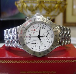 Mens EBEL Sportwave Stainless Steel Chronograph White Dial Watch