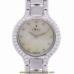 Ebel Beluga MOP Diamond Dial and Bezel 18k White Gold Watch
