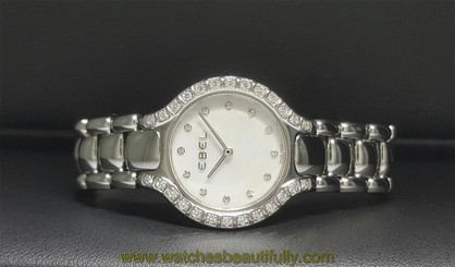 Fake AAA Ebel Beluga Mini Ladies 24.5mm S Steel White MOP Diamond Dial Factory Bezel Nice Watch