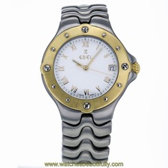 Ebel Sportwave 36mm E6187631 Stainless Steel and Gold Quartz Men's Watch ~