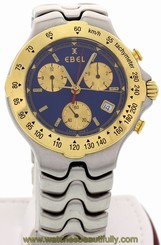 Men's Two Tone Ebel Sportwave Blue Chronograph E6251641