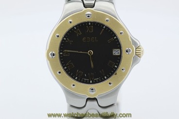 Ebel Stainless Steel Sportwave with Gold Bezel on Bracelet