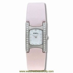 Ebel 9057A28-1991035530 Womens White Dial Quartz Watch with Satin Strap