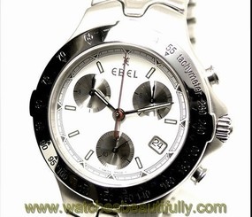 Pre-Owned Ebel SPORTWAVE Chrono All SS White Dial Men's Wristwatch 9251641, MR
