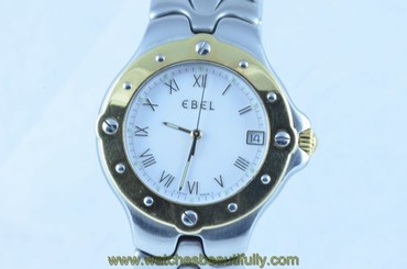 EBEL SPORTWAVE MEN'S WATCH 37MM STEEL/750 GOLD CLASSIC 3 GOLD BEZEL 6187631