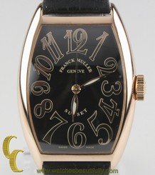 18k Rose Gold Franck Muller Men's Sunset Automatic Watch 5850 SC w/ Leather Band