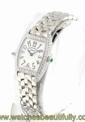 Fake AAA Franck Muller Cintree Curvex 18k White Gold Full Diamond ladies watch. Watch