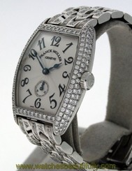 Franck Muller Cintree Curvex 1750 S6 D ALL DIAMOND RARE 18k White Gold watch.
