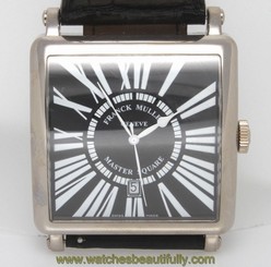 Authentic Franck Muller Master Square Men's 18K White Gold Watch 6000 KSC Box
