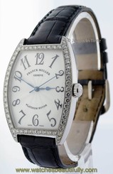 Franck Muller Mens Curvex 18k White Gold & Diamonds Automatic Papers 2852 SC DP