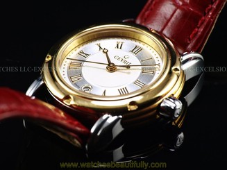 NOS Gevril Women's 1st Gen. T0171 Swiss Made Quartz Solid 18K Gold & SS Watch