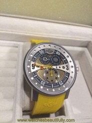 Gv2 Gevril Men's 4040R2 Powerball Yellow Rubber Sub-second Big Date Analog Watch
