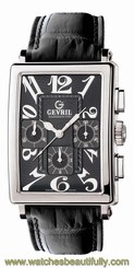 Gevril Men's AVENUE OF AMERICAS Watch 5012 Chronograph Automatic Black Leather