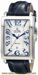  Gevril Men's Avenue of Americas Watch 5007A Silver Rectangle Dial Blue Leather
