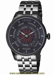 Gevril Men's 2001B Columbus Circle Automatic Luminous Black IP Steel Wristwatch