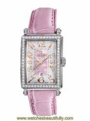 Gevril Women's 7248RV Avenue of Americas Mini Diamond Pink Leather Date Watch