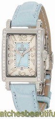 Gevril Women's 8247NE Super Mini Blue MOP Dial Diamond Date Leather Band Watch