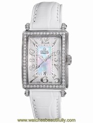 Gevril Women's 7249NV Avenue of Americas Mini Diamonds White MOP Dial Date Watch